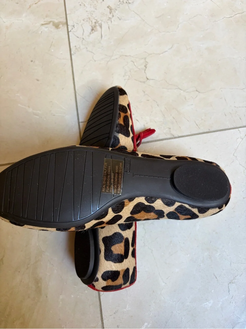 Vaneli Leopard-Print Loafers with Red Trim and Tassels  6.5 NEW!